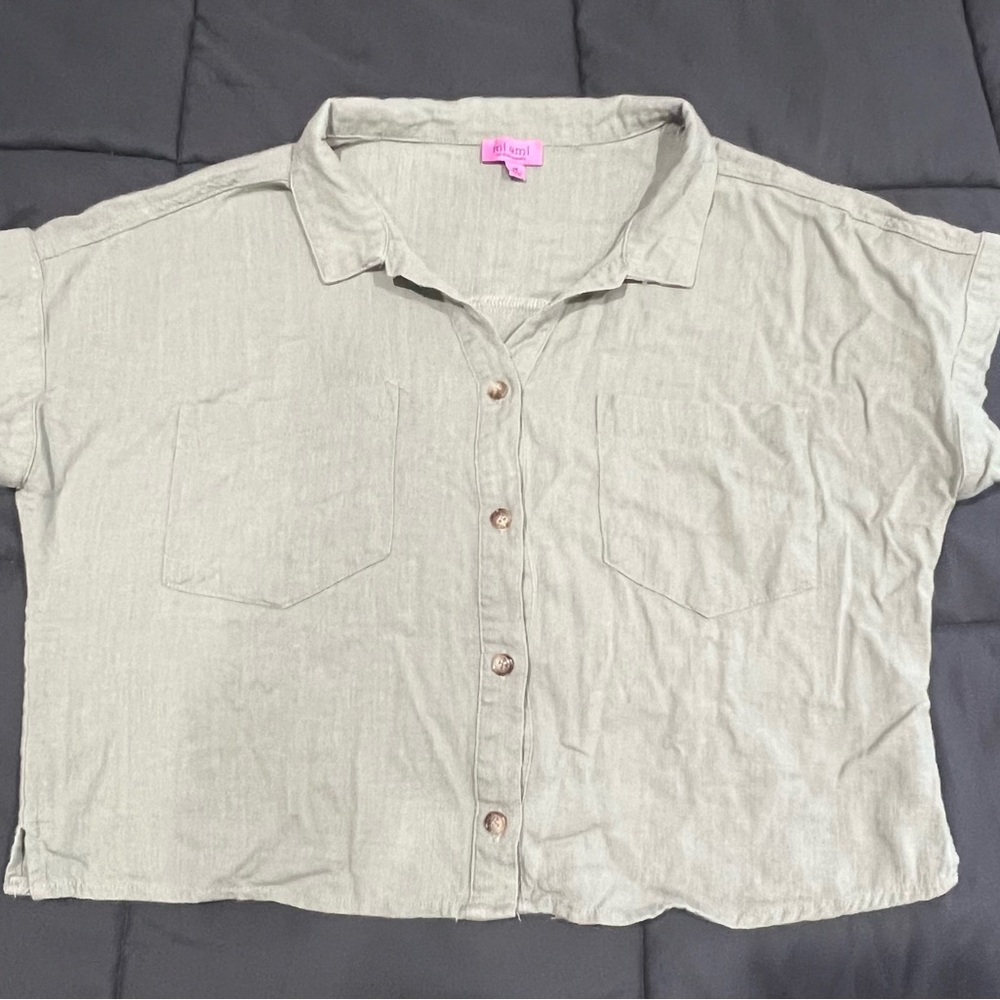 Mi Ami for Francesca’s Cropped Linen Button-Up Shirt - Size M